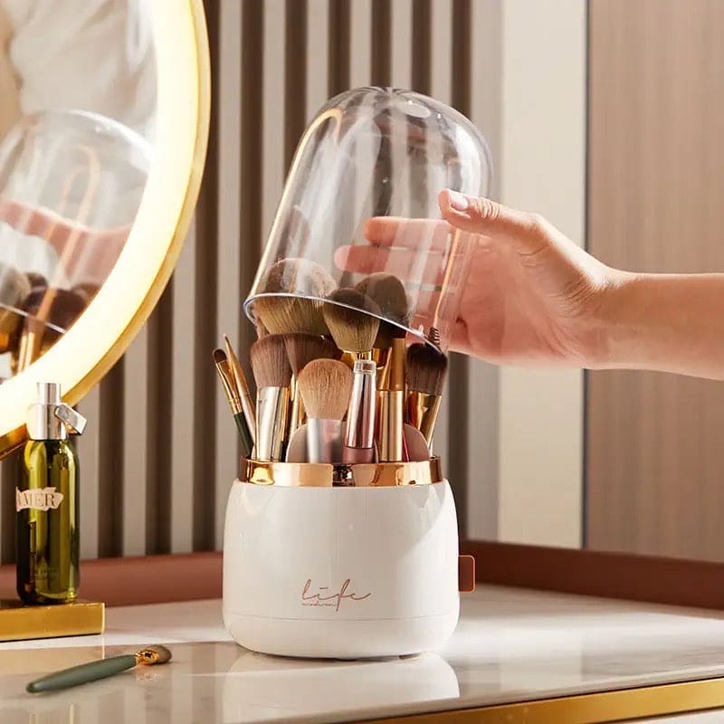 Fancy 360° Rotating Makeup Brushes Holder, Portable Desktop Makeup Brush Organizer With Lid, Desktop Makeup Brush Storage Bucket, Lipstick Eyebrow Pencil Holder, Vanity Dressing Table Brush Display Box, Acrylic Dust Free Waterproof Makeup Container Fancy 360° Rotating Makeup Brushes Holder, Portable Desktop Makeup Brush Organizer With Lid, Desktop Makeup Brush Storage Bucket, Lipstick Eyebrow Pencil Holder, Vanity Dressing Table Brush Display Box, Acrylic Dust Free Waterproof Makeup Container